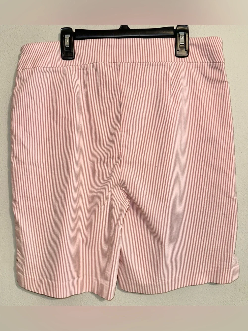 Bella Rose Pink and White Striped Bermuda Shorts - Picture 3 of 4